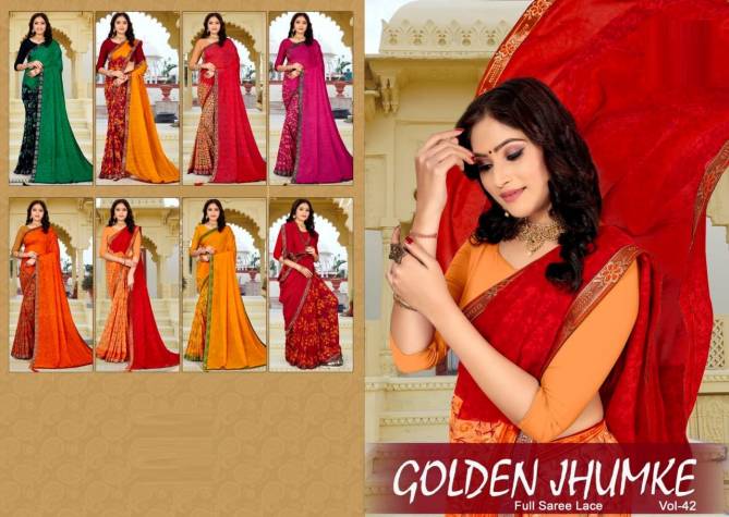 Golden Jhumke 42 Regular Wear Renail Printed Designer Saree Collection